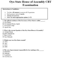 Oyo State House of Assembly Past Questions and Answers